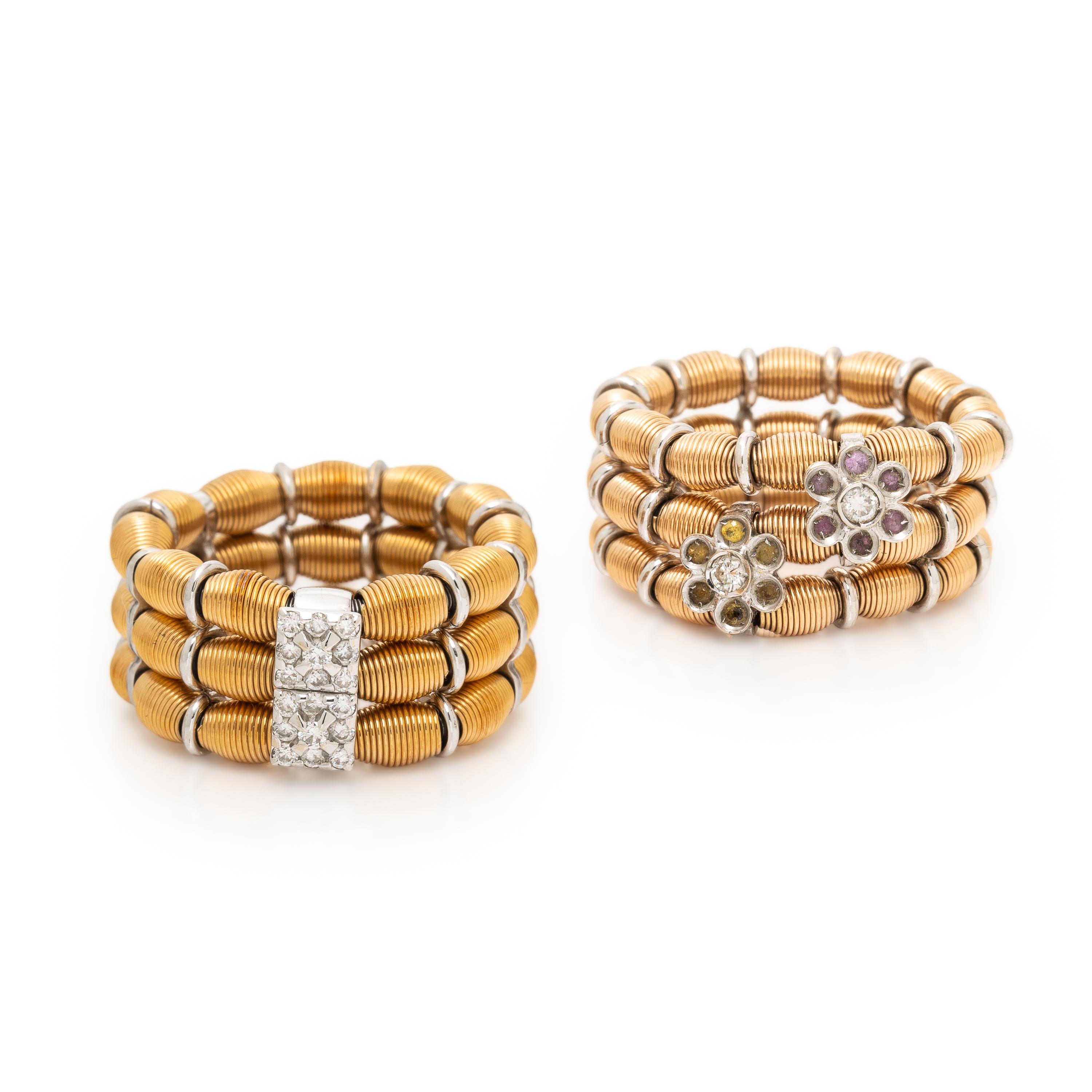 Two Flexible Multigem and Gold Rings