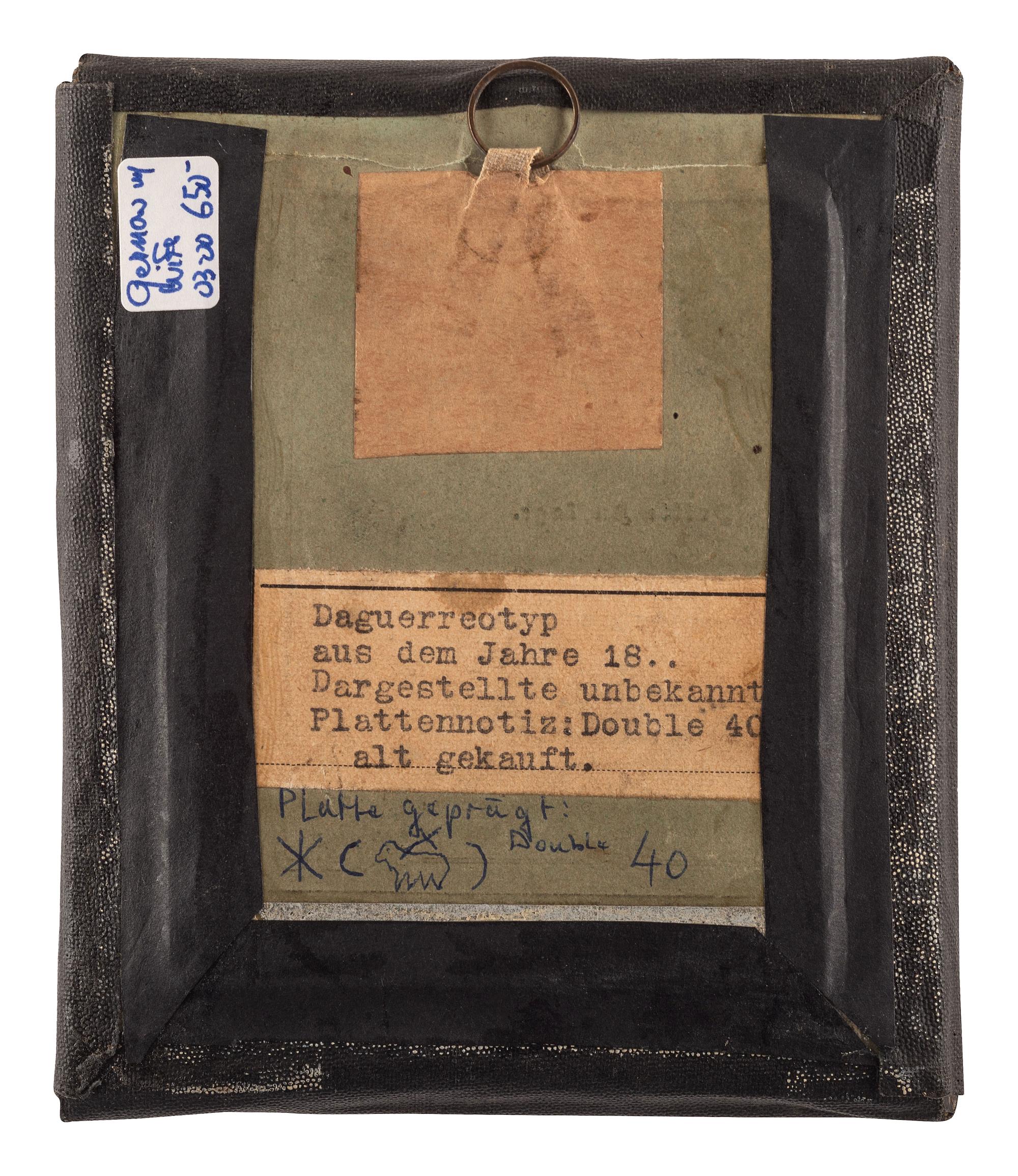 [EARLY PHOTOGRAPHY] -- [MILITARIA]. Sixth plate daguerreotype portrait of a German soldier and his wife.