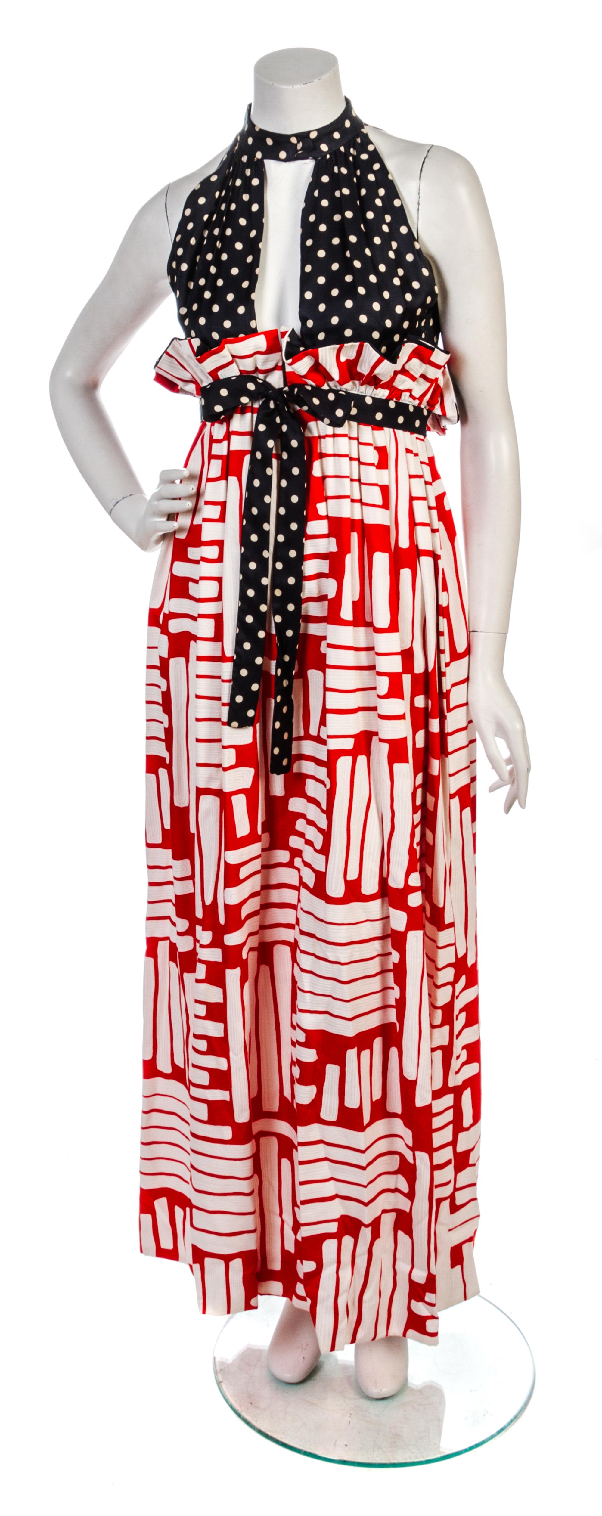 A Donald Brooks Multicolor Print Gown,