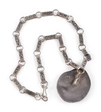 Sterling Silver and #8 Turquoise Necklace, with Stamped Chain