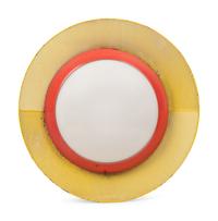 A French Yellow and Red Metal Plafonnier or Wall Light