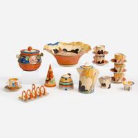 Clarice Cliff (English, 1899-1972) Group of "Bizarre" and "Fantasque" Art Deco Pottery, England, 1930s