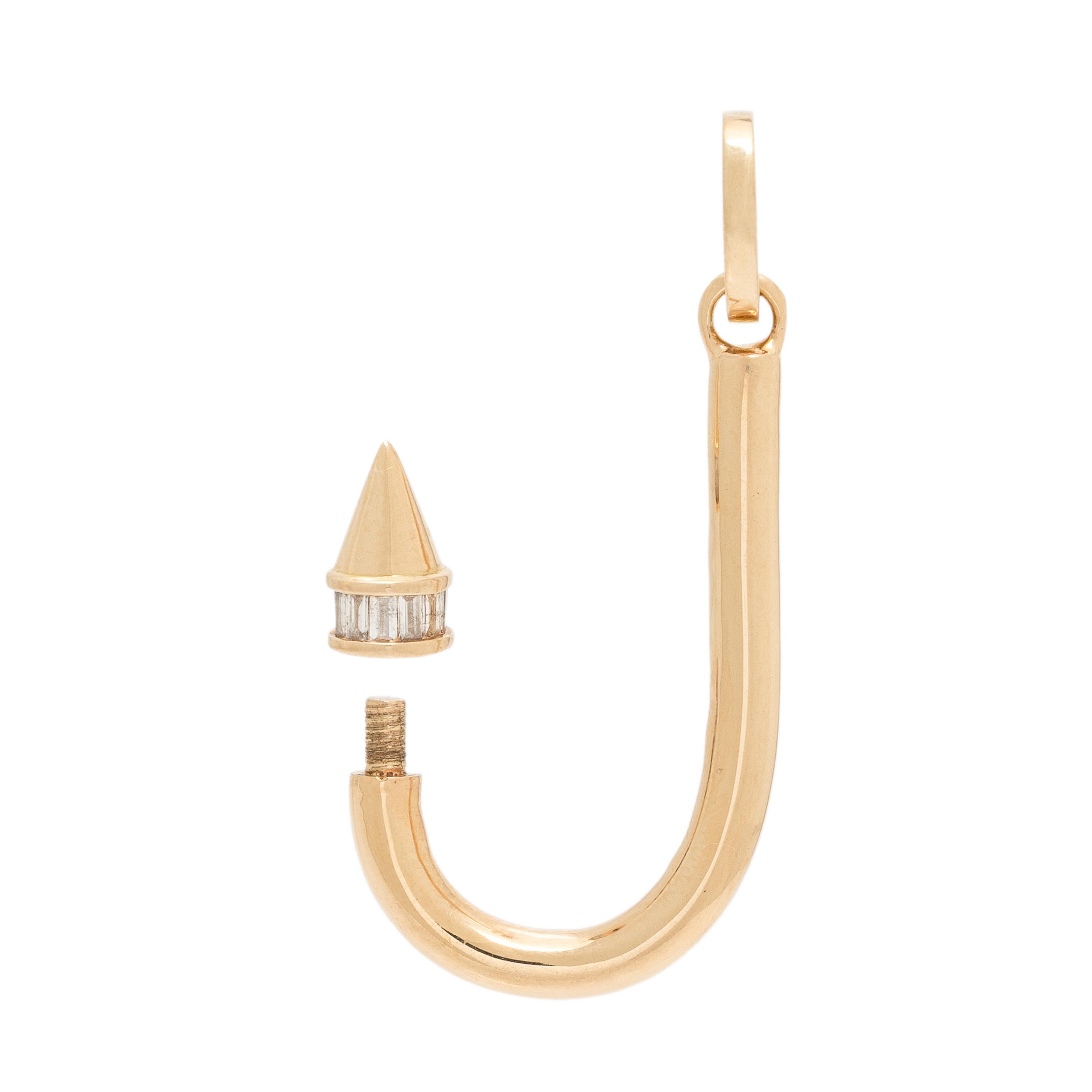 Adina Reyter, Yellow Gold and Diamond Fish Hook Pendant