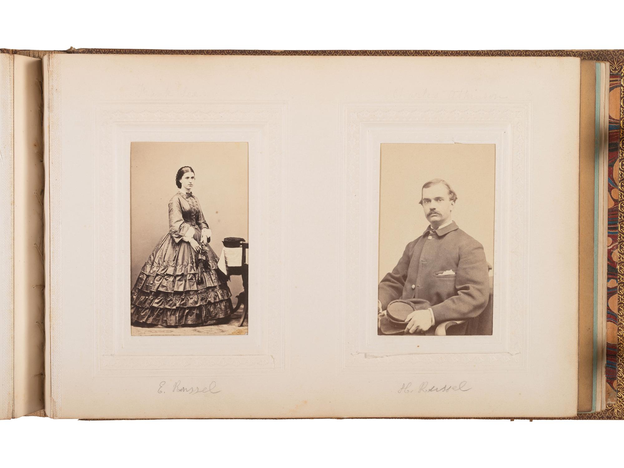 [CIVIL WAR]. A trio of CDV albums identified to the Heath, Higginson, and Shaw families of Massachusetts, highlighted by cartes de visite of Col. Robert Gould Shaw, 54th Massachusetts African American Infantry, his sisters, and other officers.