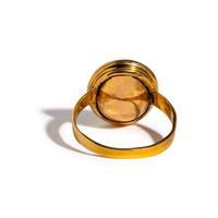 A Roman Glass Ring Stone with a Male Portrait Head — Set in a gold ring