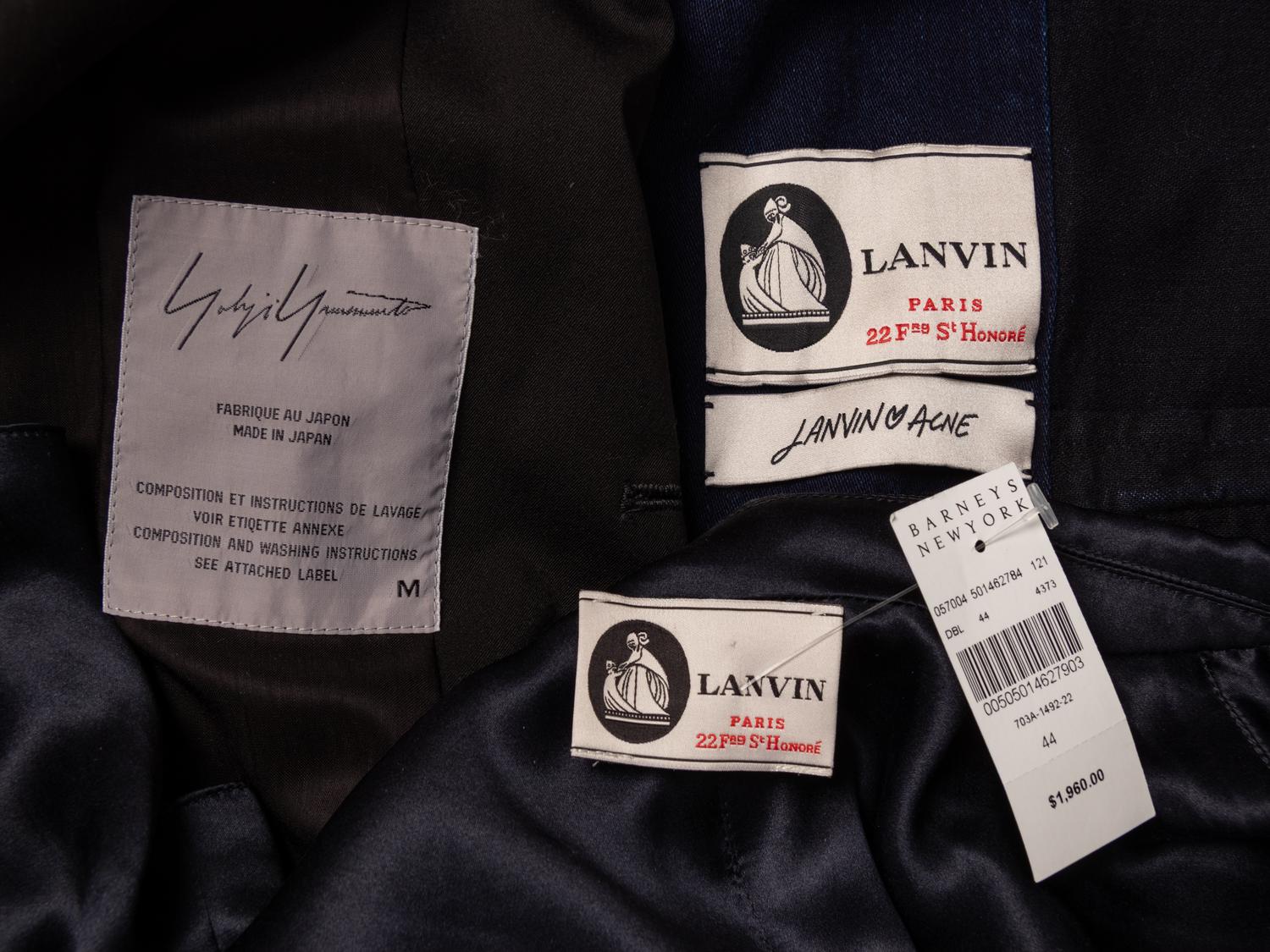 Three Designer Tailored Jackets by Lanvin and Yamamoto