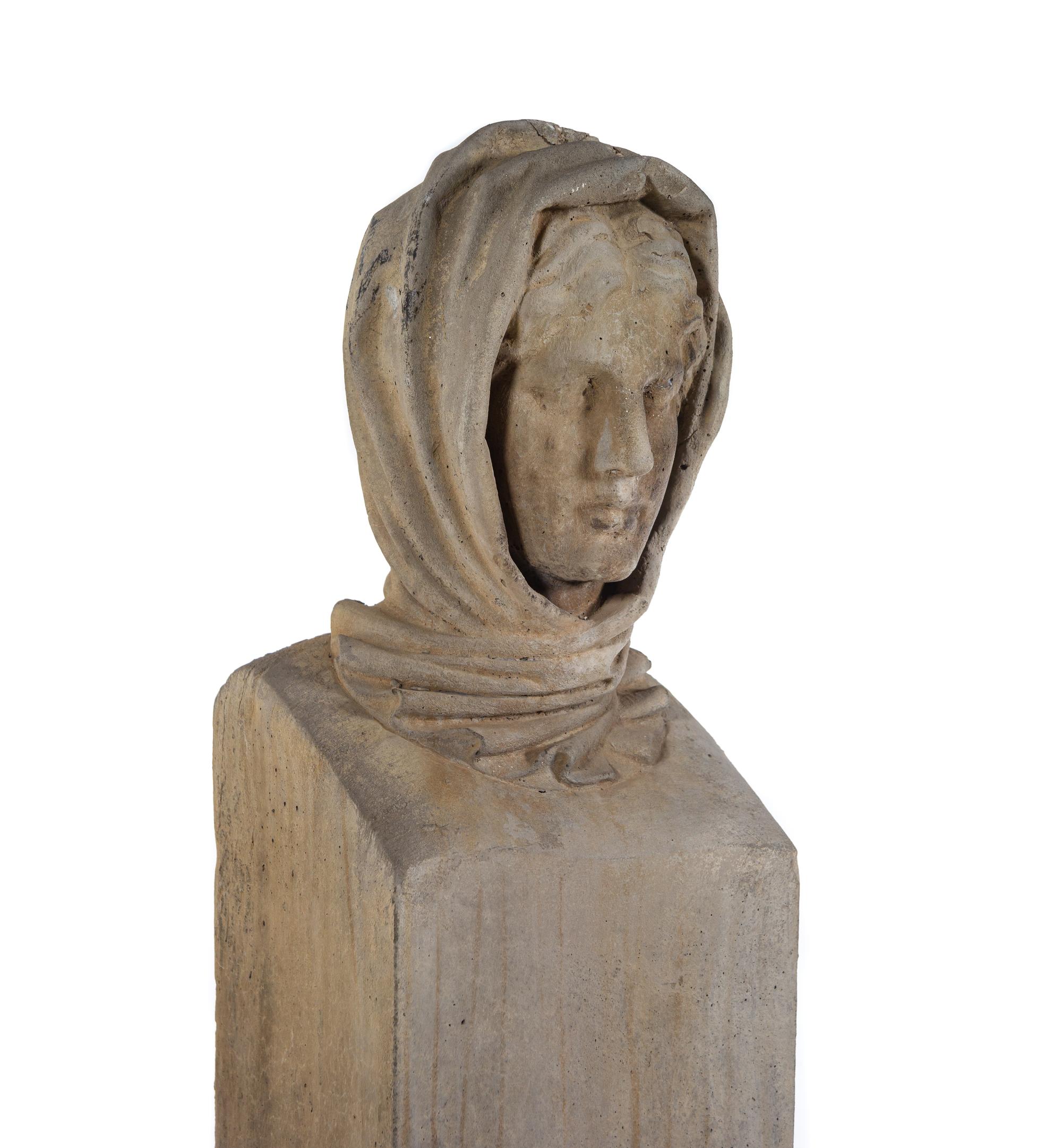 A Pair of Cast Stone Garden Herms