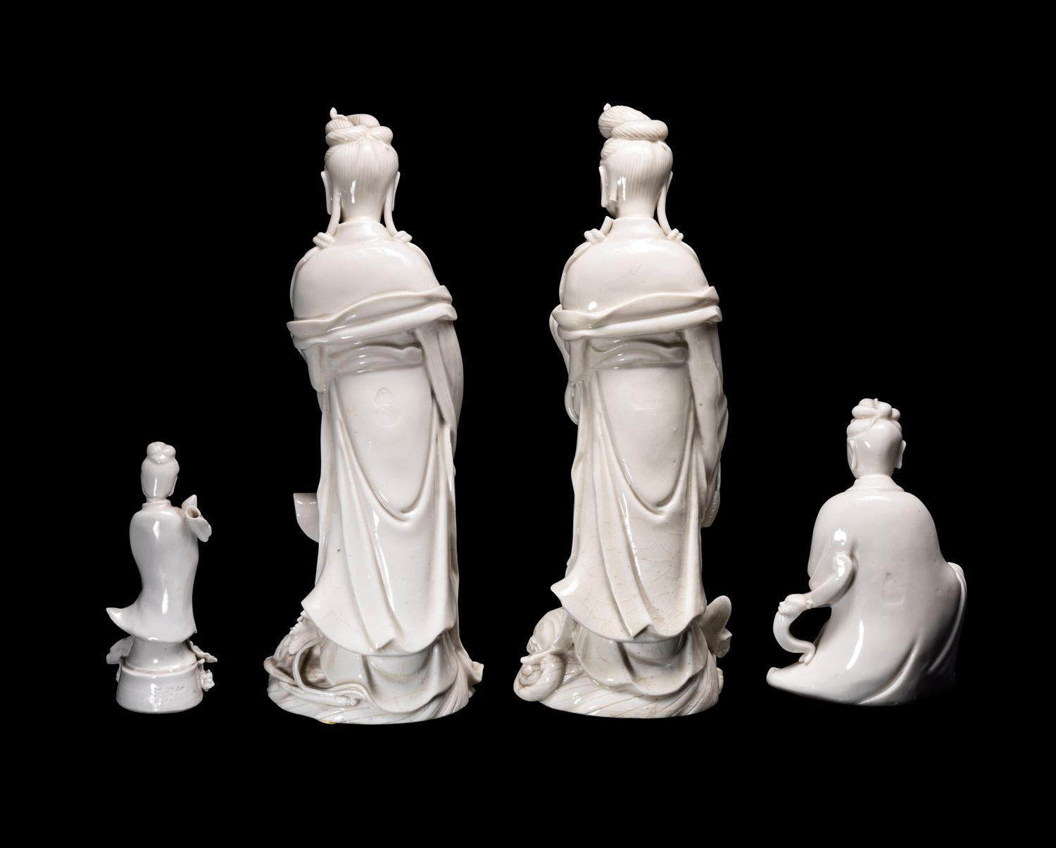 Four Chinese Blanc-de-Chine Porcelain Figures