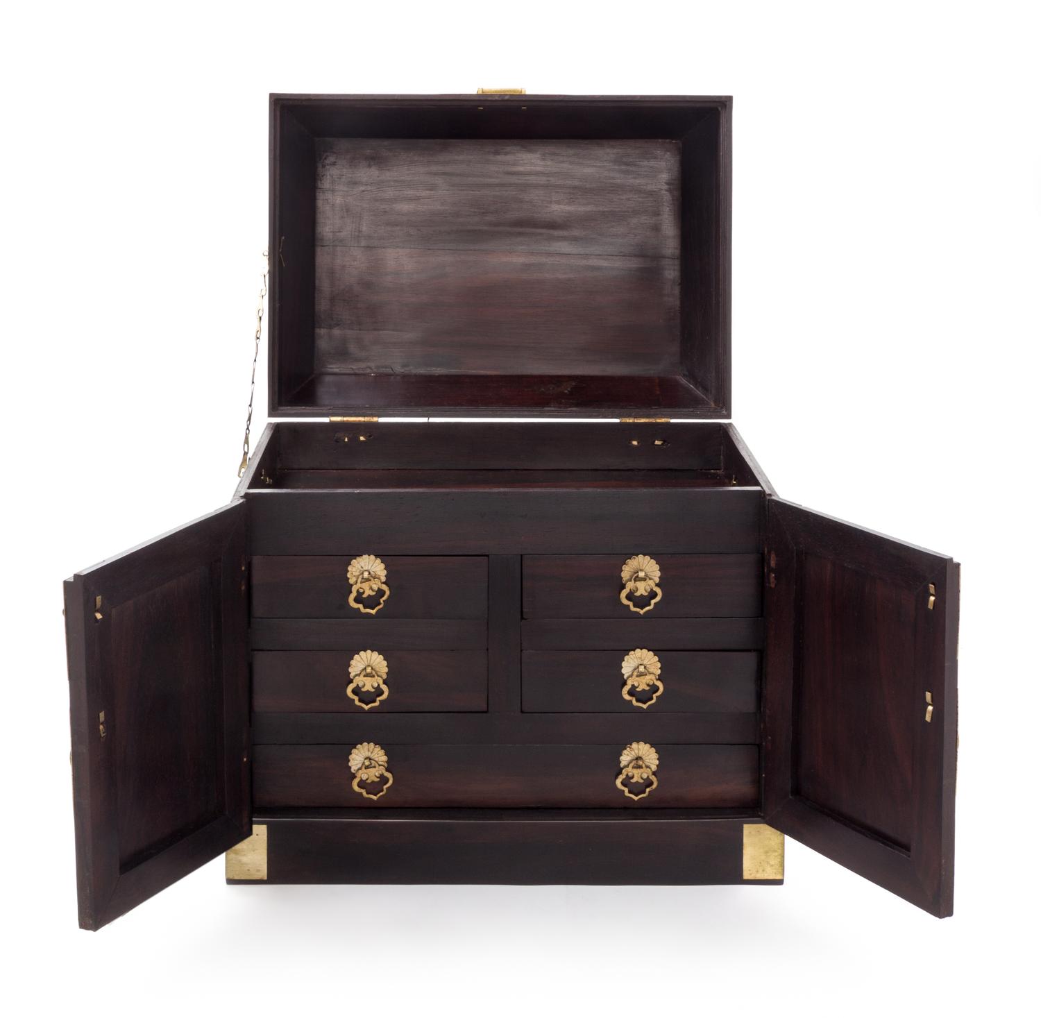 A Zitan Wood Seal Chest, Guanpixiang Height 10 x width 8 x depth 9 inches.