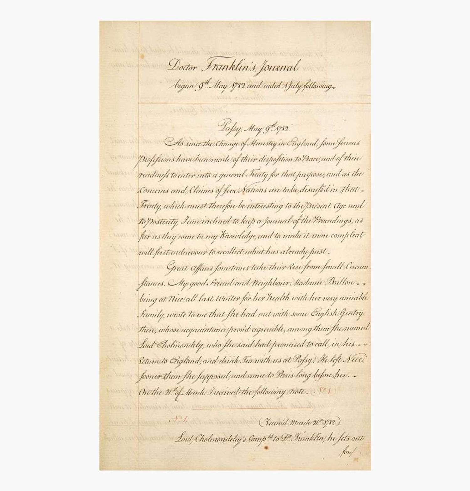 [Americana] [Treaty of Paris] [Franklin, Benjamin, and John Adams, and John Jay, et al.] Contemporary Manuscript Letterbook of the Peace Negotiations between the United States and Great Britain