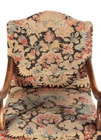 A Pair of Louis XIII Walnut Fauteuils with Gros Point Upholstery