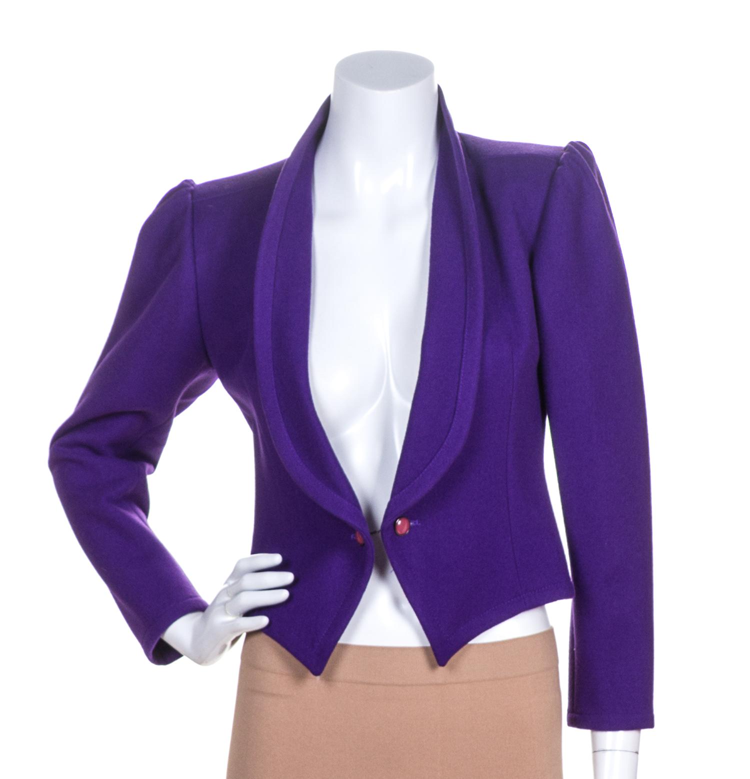An Ungaro Purple Jacket and Shirt Ensemble, Blouse size 6.