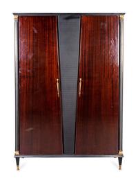 An Italian Bronze-Mounted Black Lacquer and Mahogany Wardrobe — SECOND HALF 20TH CENTURY