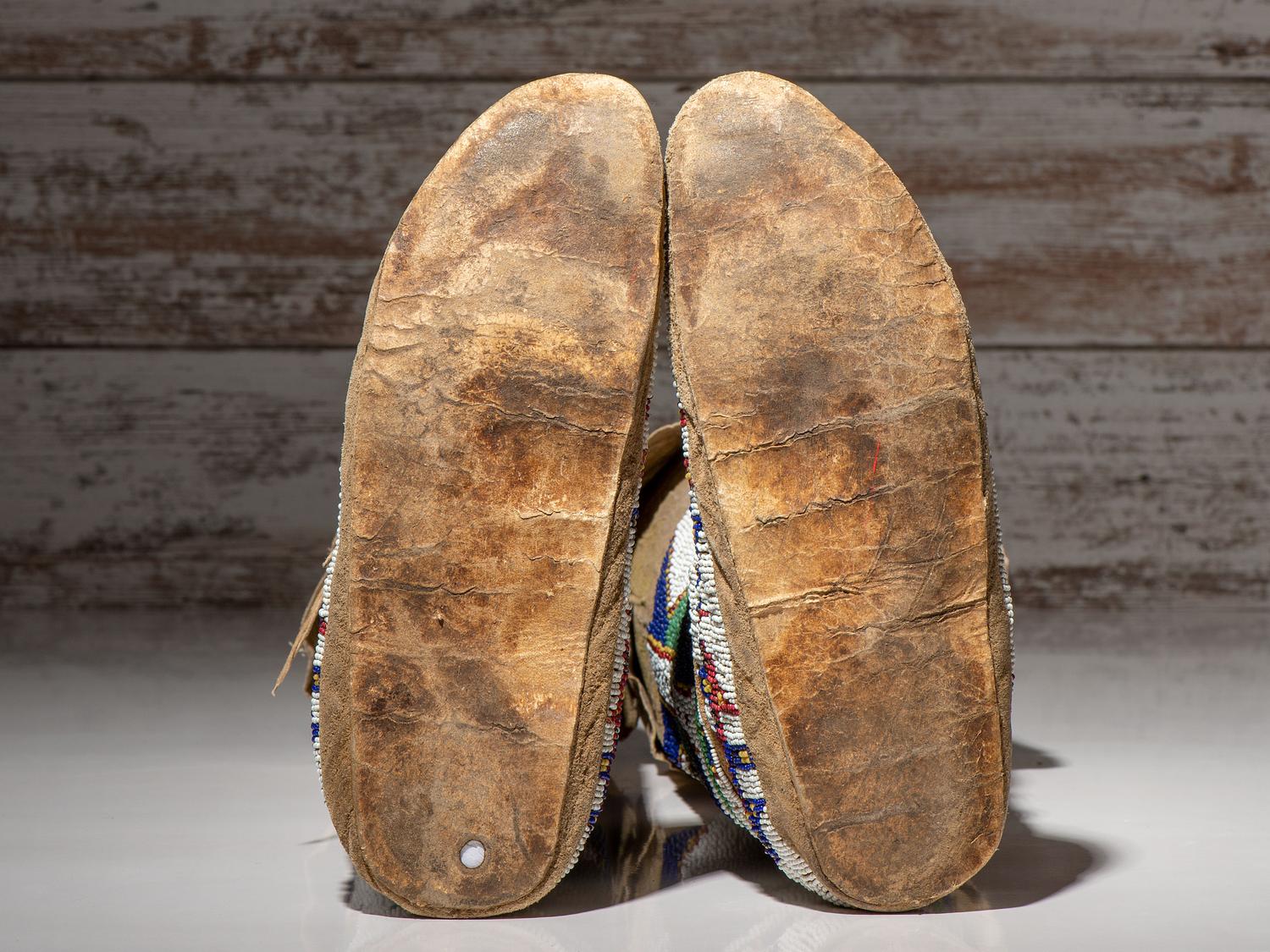Sioux Beaded Hide Moccasins, with Matching Leggings