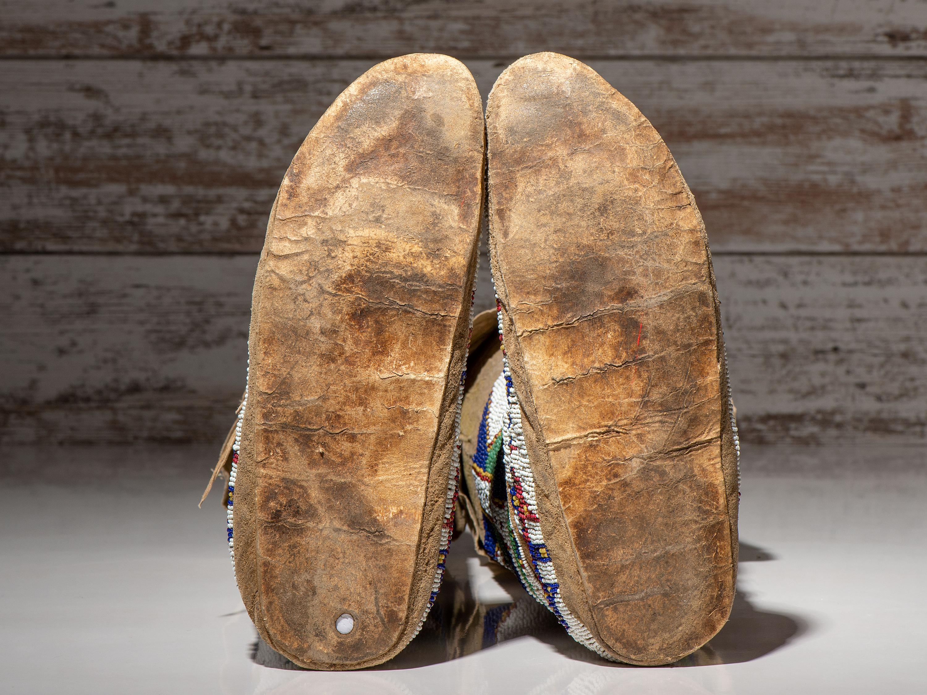 Sioux Beaded Hide Moccasins, with Matching Leggings