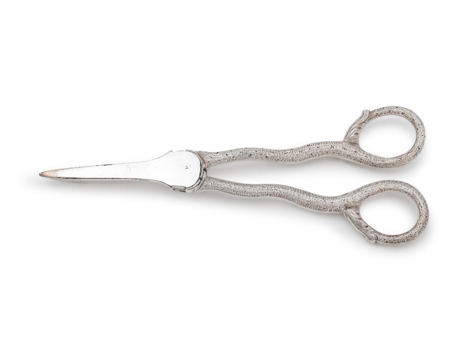 A Silver-Plate Grape Snips and Candle Snuff Scissor
