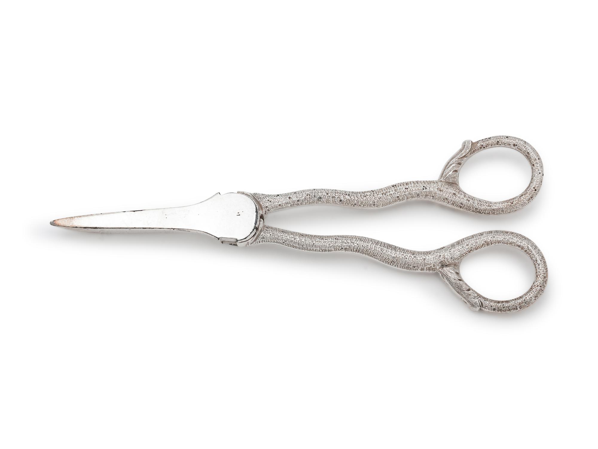 A Silver-Plate Grape Snips and Candle Snuff Scissor