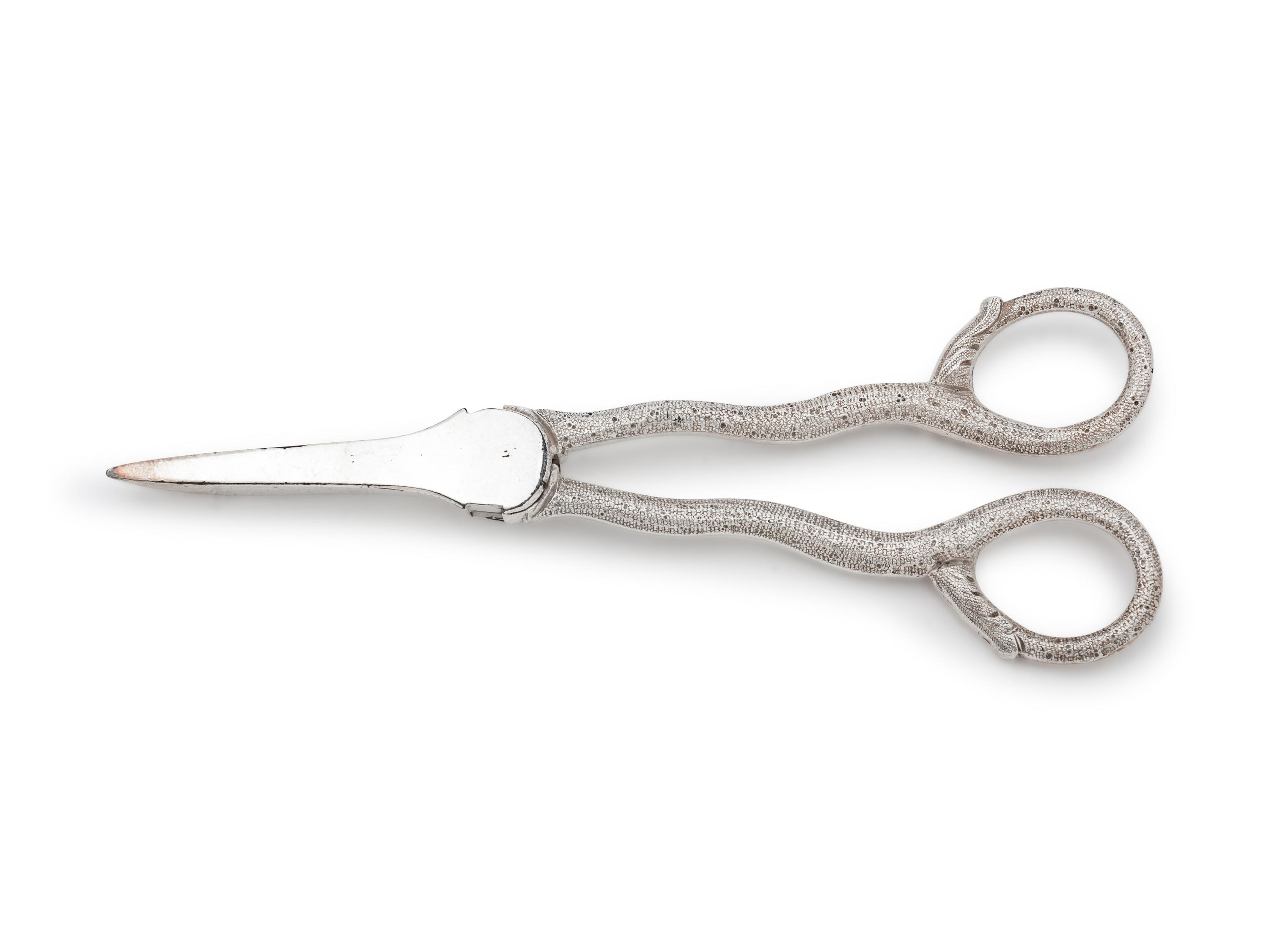 A Silver-Plate Grape Snips and Candle Snuff Scissor