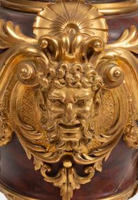 A Pair of Napoleon III Gilt Bronze and Rouge Griotte Marble Ten-Light Candelabra
