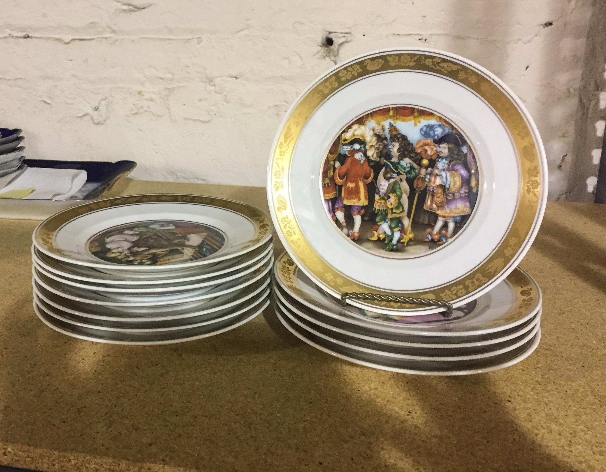 A Set of Twelve Royal Copenhagen Porcelain Plates Diameter 7 1/2 inches.