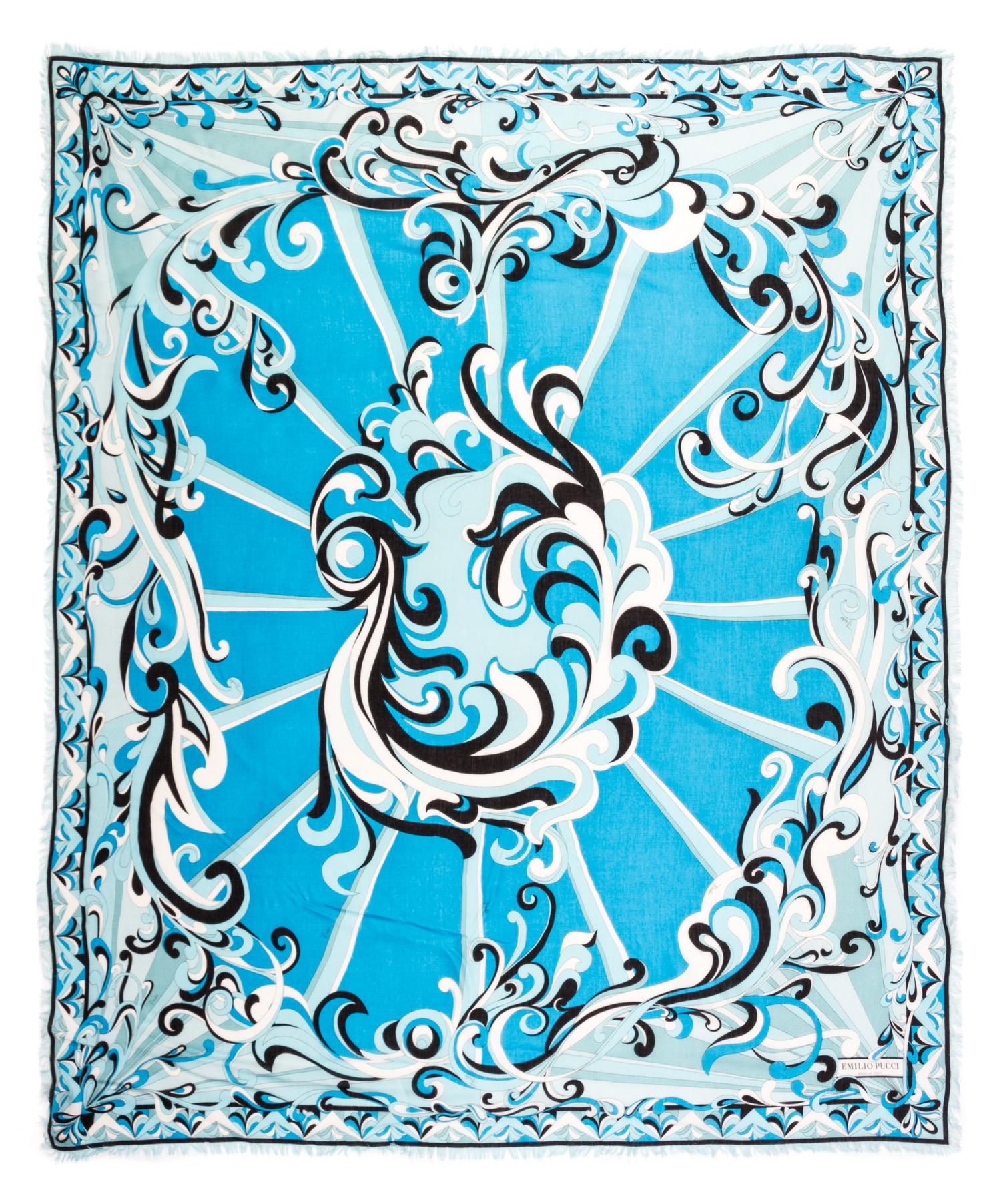 An Emilio Pucci Blue Print Scarf, 45 x 39 inches.