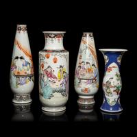 Four Chinese Famille Rose Porcelain 'Figural' Vases, 20th Century — 近代 粉彩人物圖瓶四隻