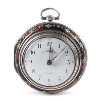 An English Silver and Faux-Tortoise Lacquer Cased Pocket Watch Made for the French Market