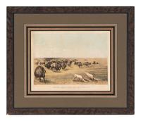 [Prints] Currier and Ives. Buffalo Hunt under the White Wolf Skin. An Indian Stratagem on the Level Prairie