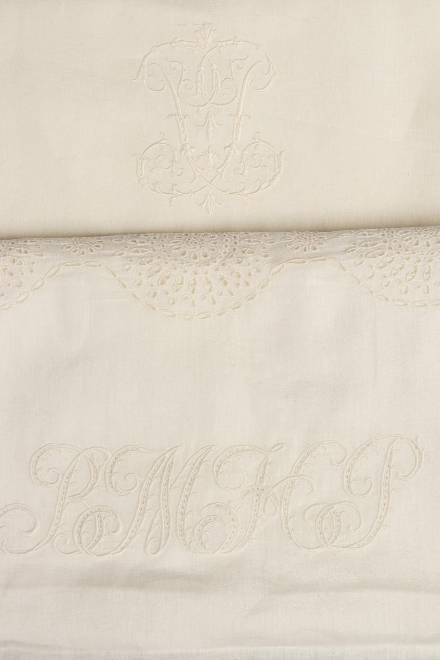 Two Sets of Palmer Family Sheets Embroidered with "BMHP" & "PP", 19th Century
