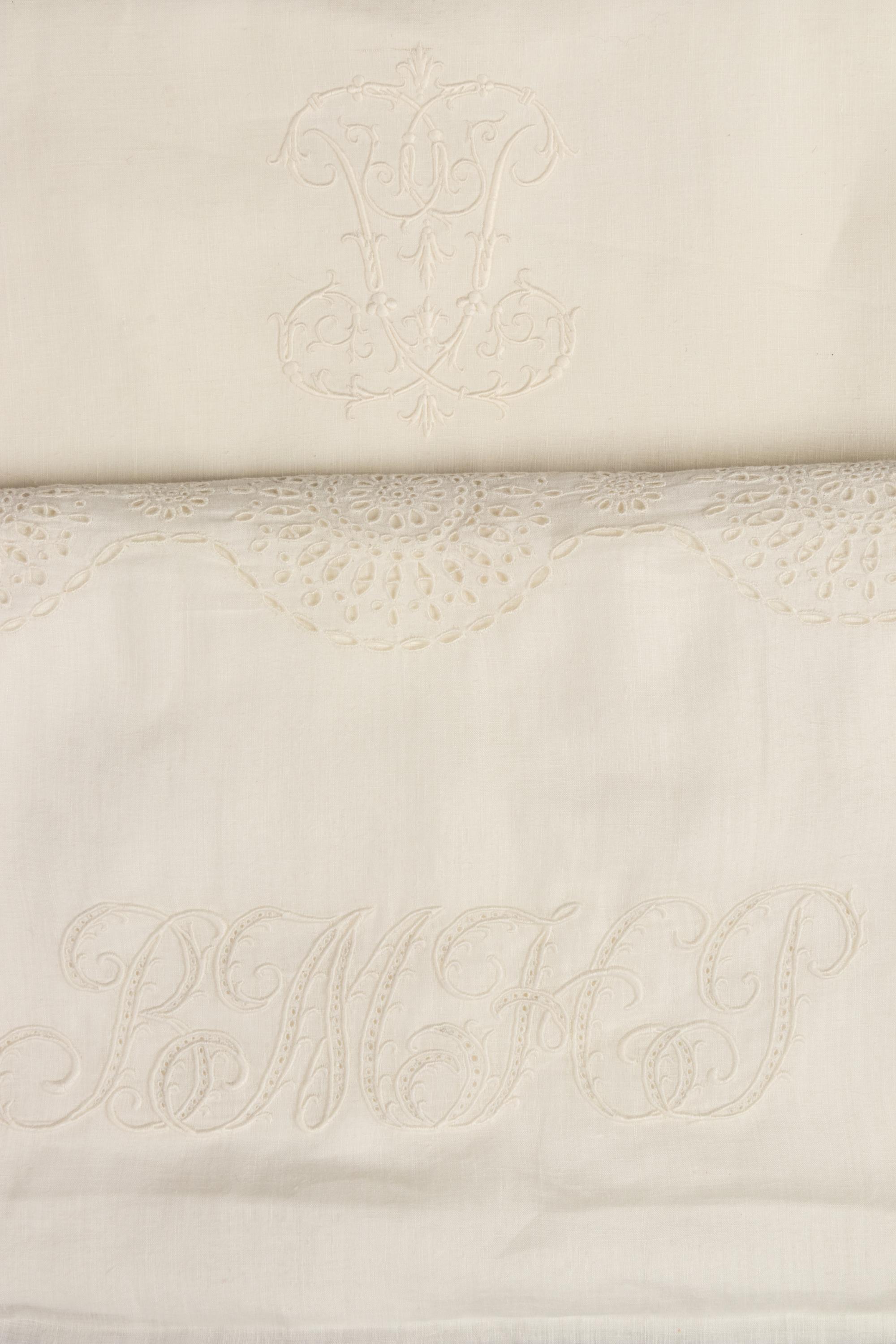 Two Sets of Palmer Family Sheets Embroidered with "BMHP" & "PP", 19th Century