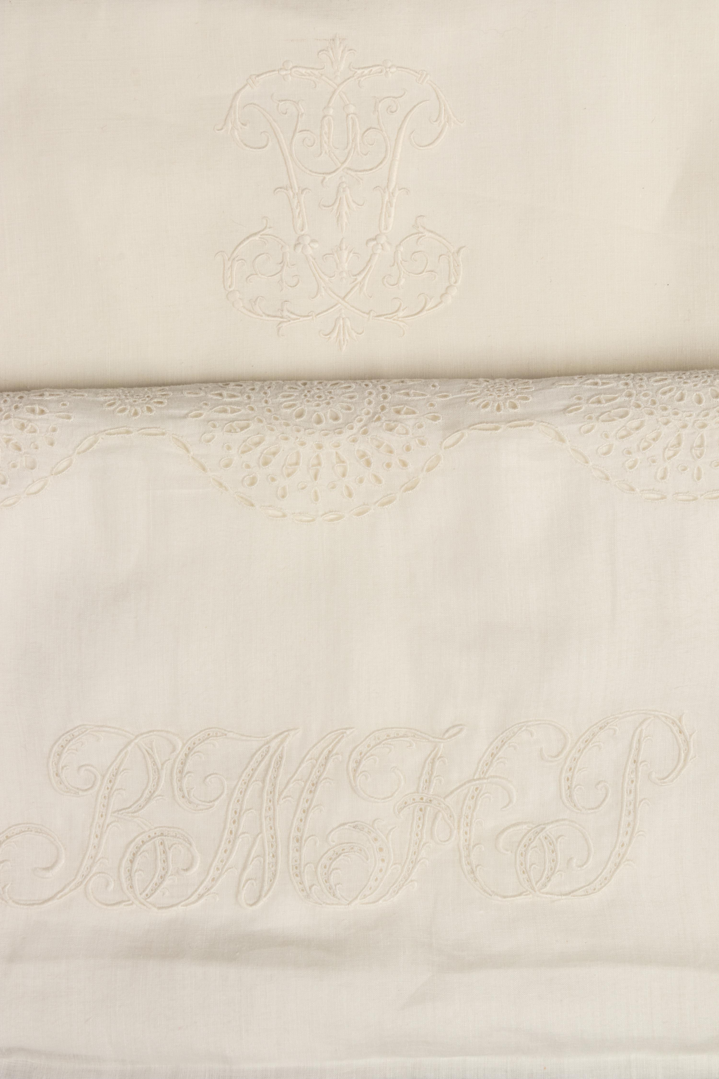 Two Sets of Palmer Family Sheets Embroidered with "BMHP" & "PP", 19th Century