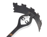 A Brass and Copper Inlaid Wrought Iron Ash Pusher, Possibly Pennsylvania, First Half 19th Century