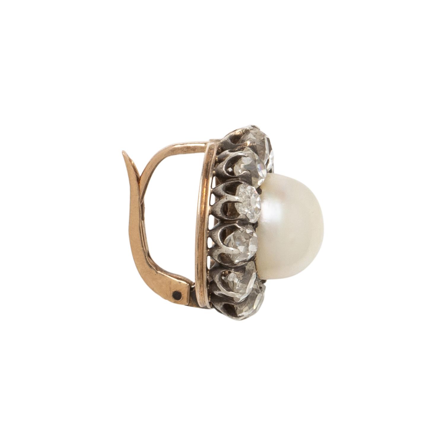 NATURAL PEARL AND DIAMOND SINGLE EARRING