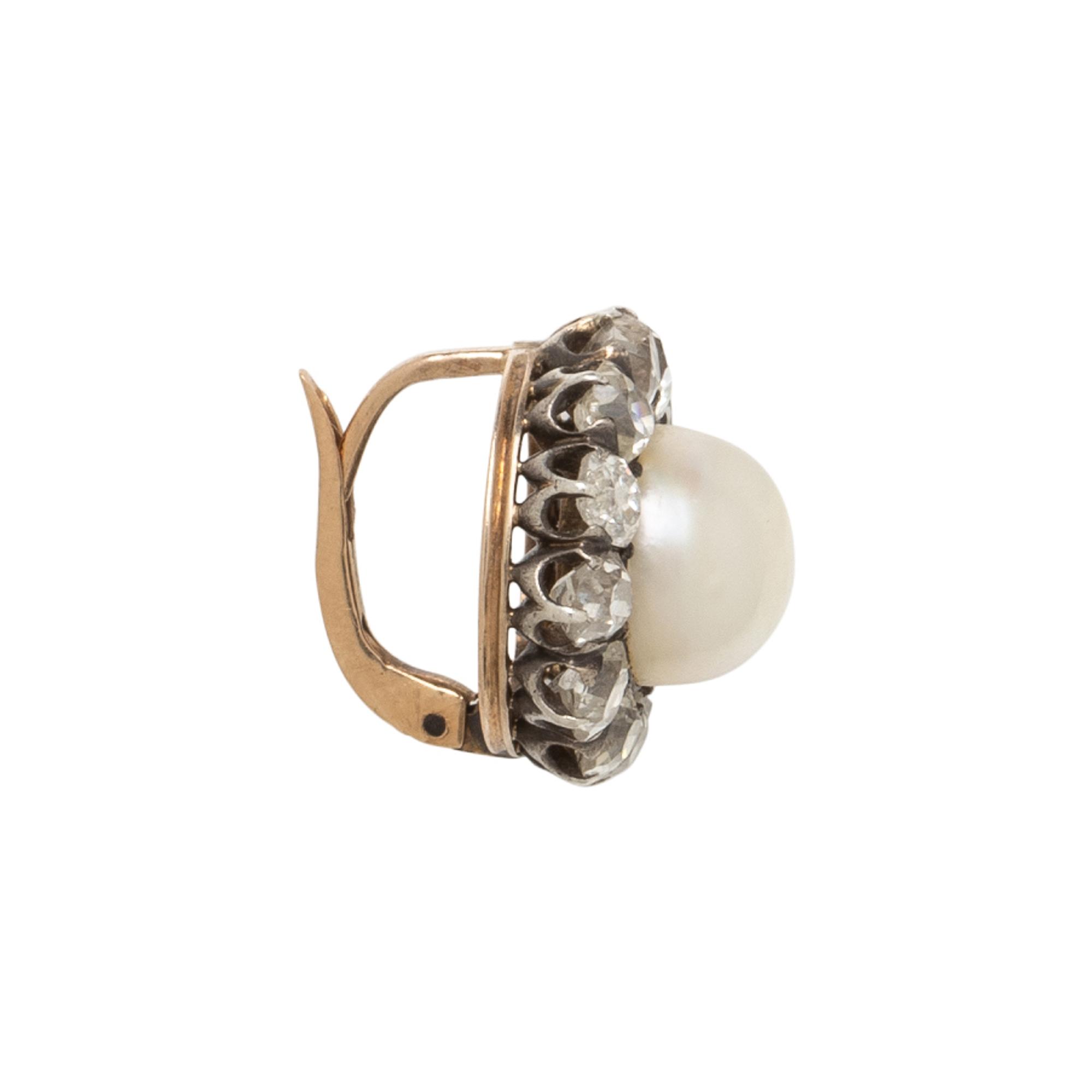 NATURAL PEARL AND DIAMOND SINGLE EARRING