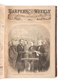 [CIVIL WAR]. Harper's Weekly. 305 issues in 6 bound volumes. New York: Harper & Brothers, 1860-1865.