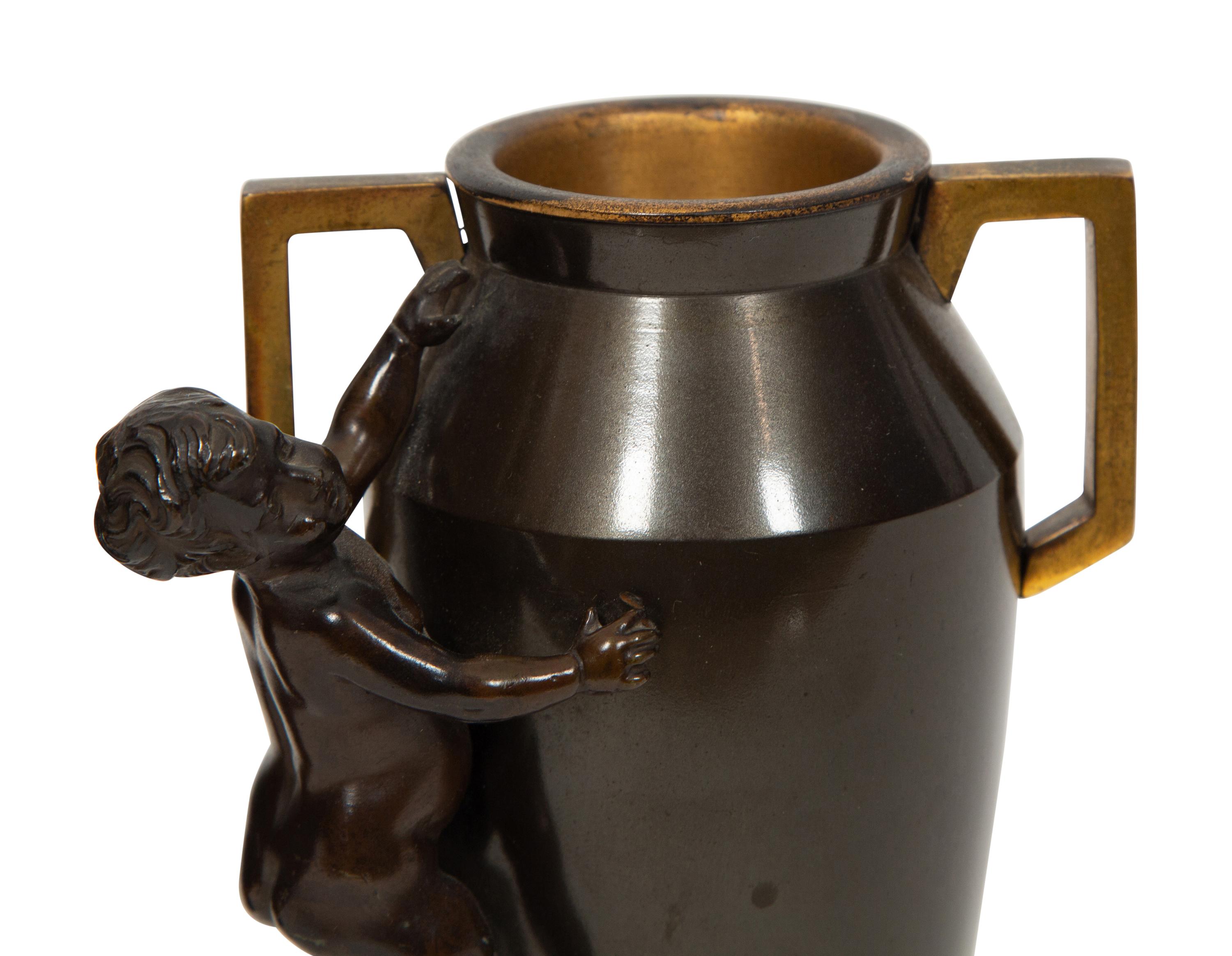 A Pair of Continental Art Deco Bronze Amphoras