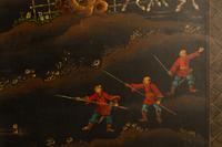 A Continental Chinoiserie Painted Four-Panel Floor Screen