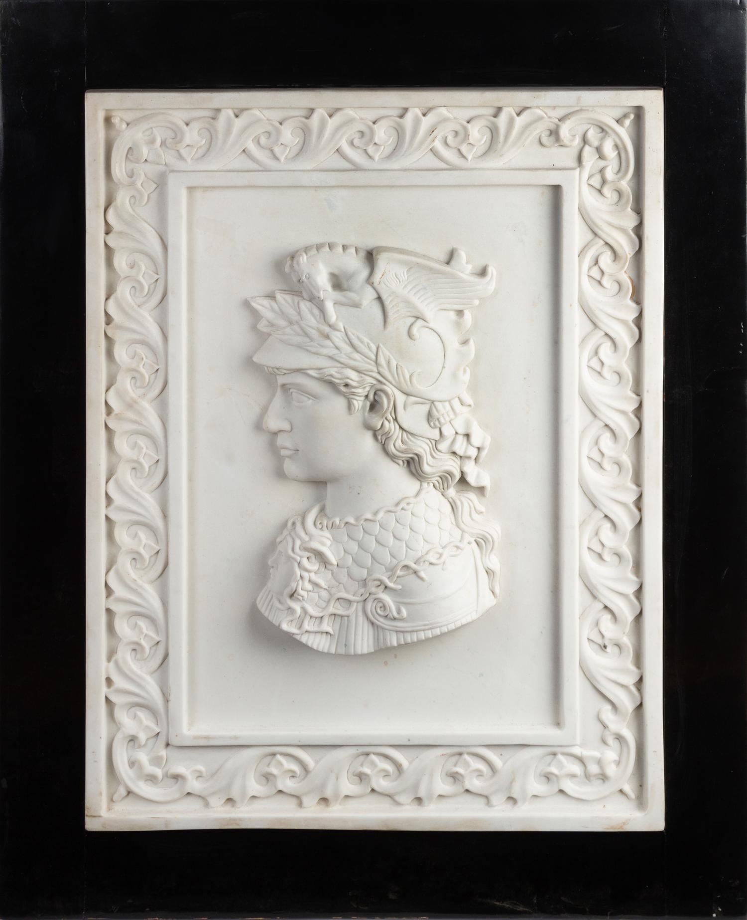 A Pair of Italian Carved Marble Profile Plaques Height 27 5/8 x width 20 7/8 inches. — 20TH CENTURY