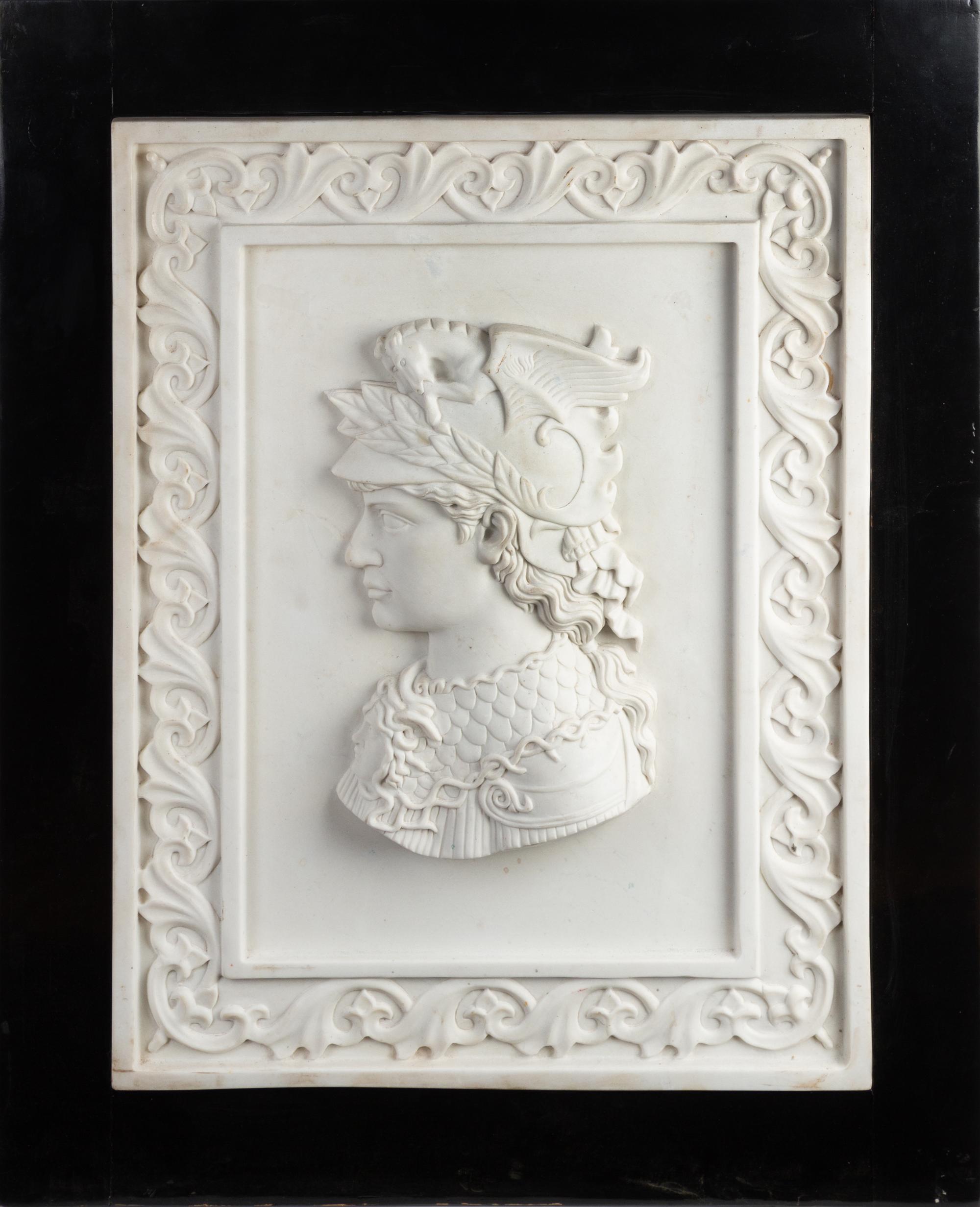 A Pair of Italian Carved Marble Profile Plaques Height 27 5/8 x width 20 7/8 inches. — 20TH CENTURY