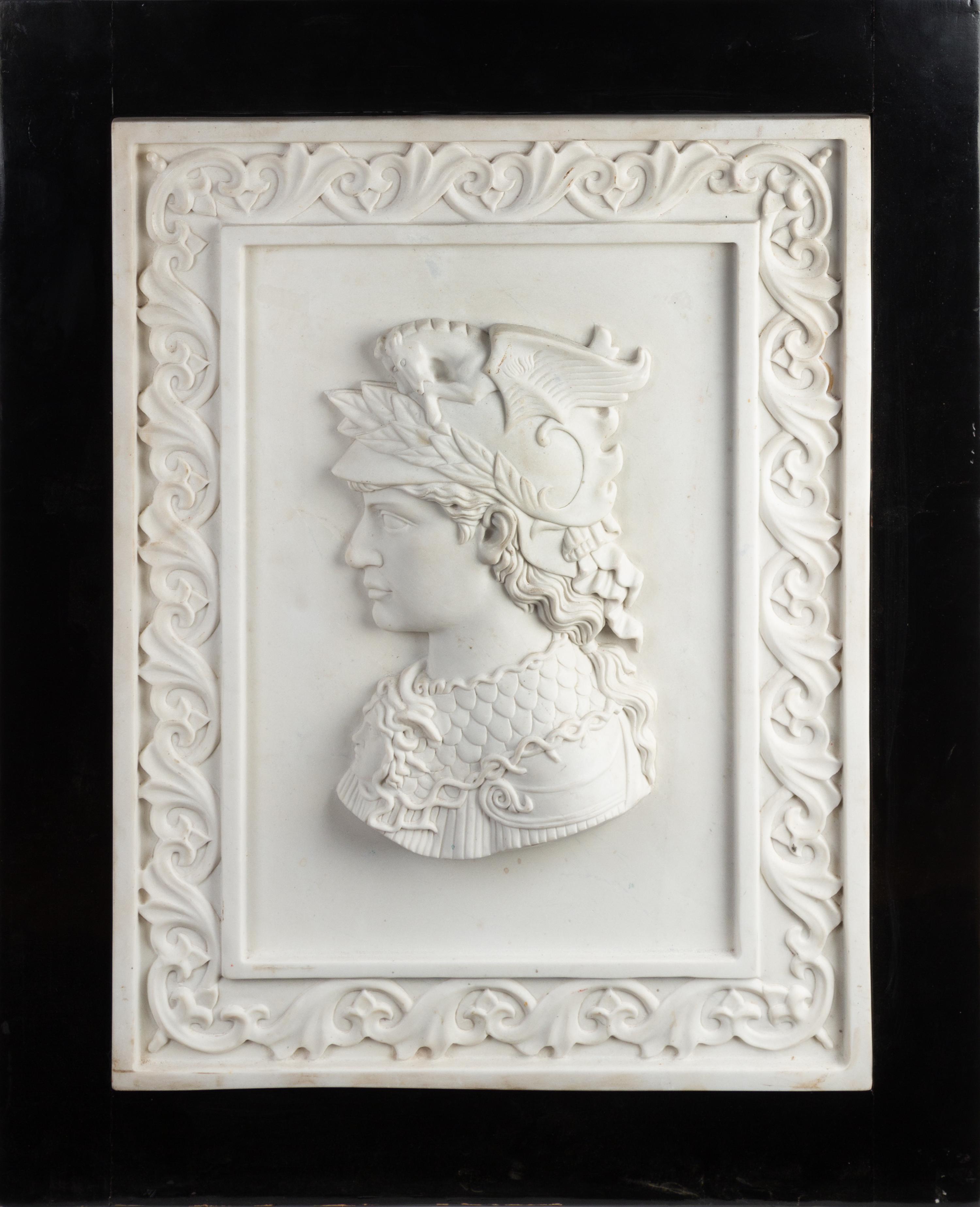 A Pair of Italian Carved Marble Profile Plaques Height 27 5/8 x width 20 7/8 inches. — 20TH CENTURY