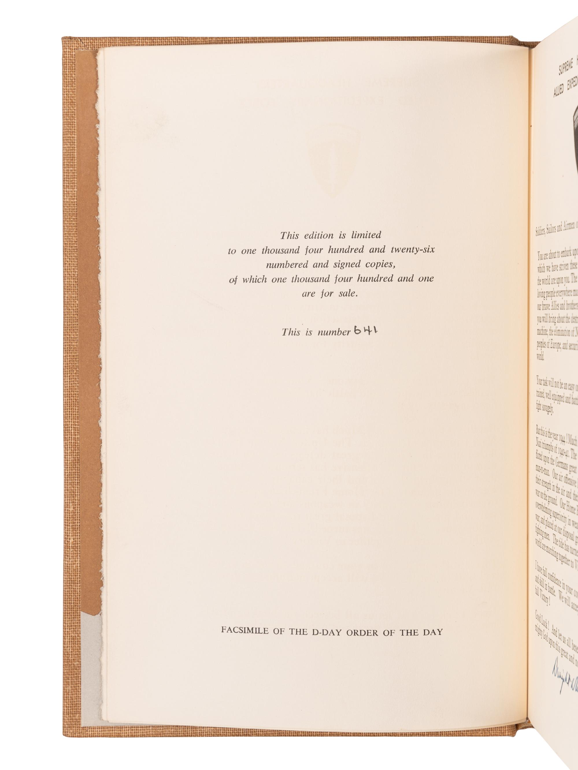 EISENHOWER, Dwight D. (1890-1969). Crusade in Europe . Garden City, NY: Doubleday & Company, 1948.
