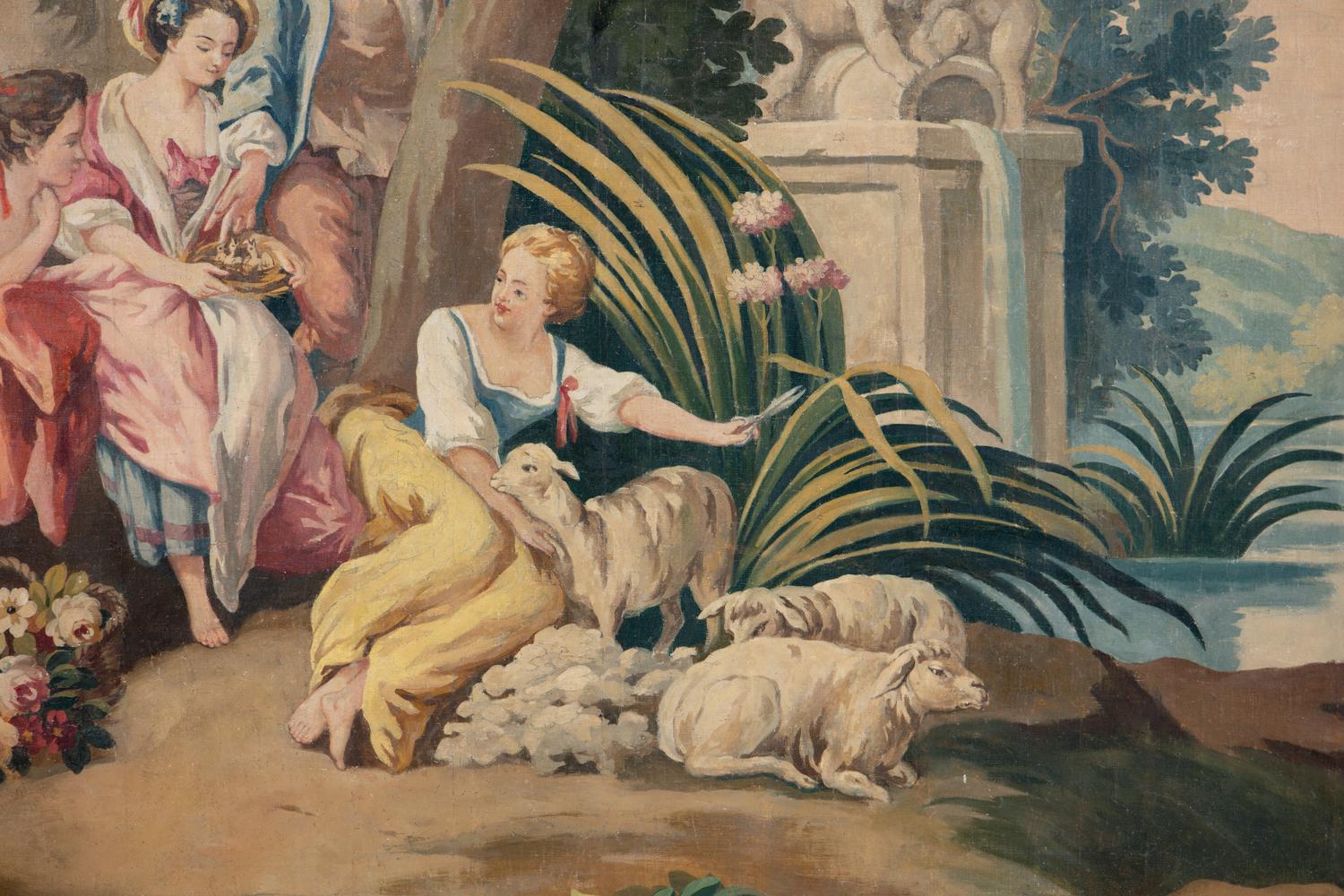 A Continental Painted Canvas Tapestry Cartoon