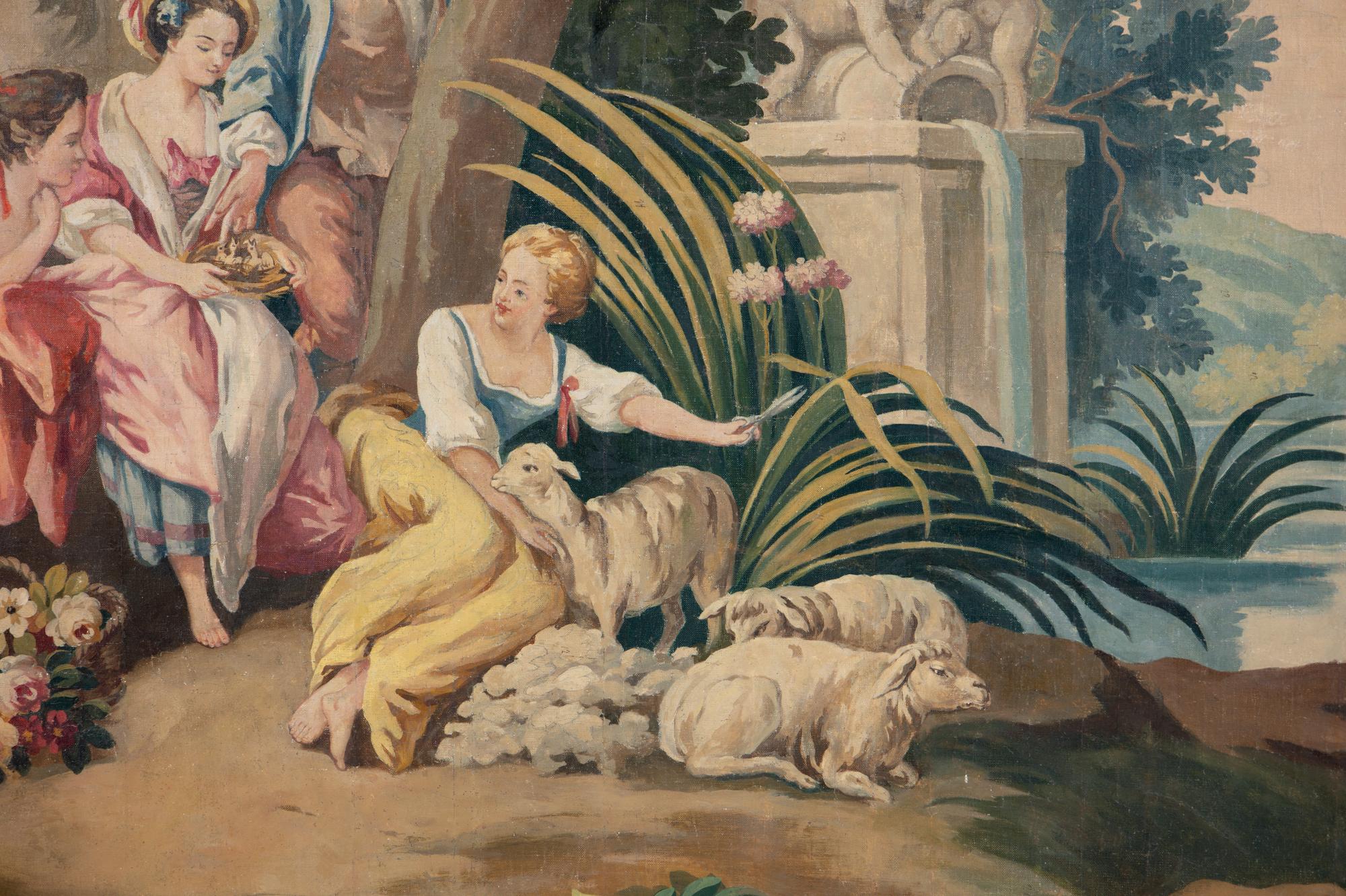 A Continental Painted Canvas Tapestry Cartoon