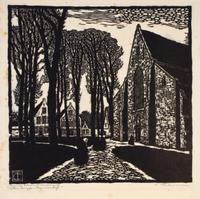 THIEMANN, CARL. Brugge. 10 original-holzschnitte. S.l., n.d. Portfolio, 10 woodcut prints, signed by the artist.