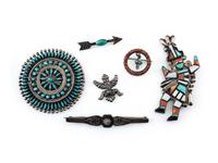 Zuni and Navajo Silver Pins / Brooches