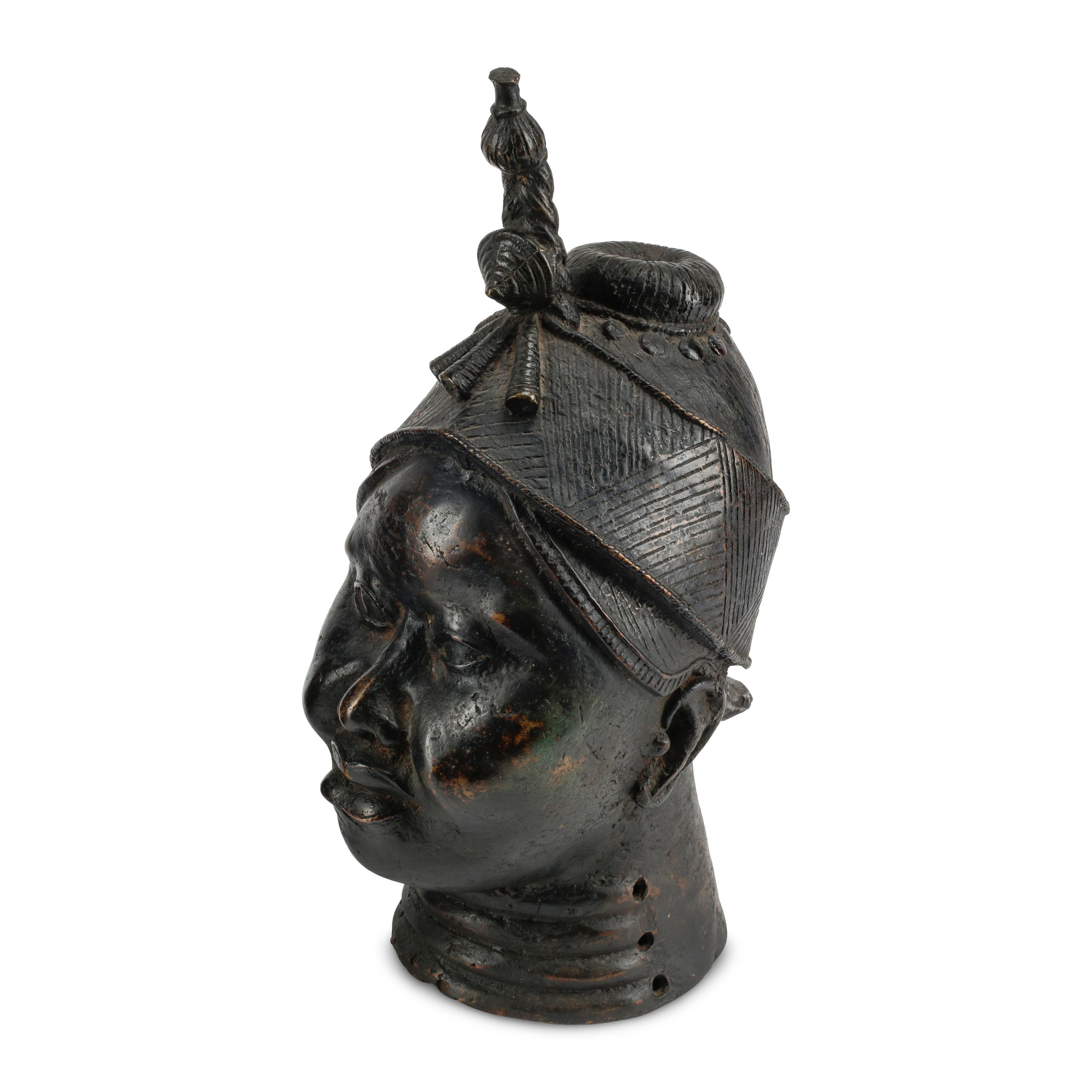 Two Benin Style Bronze Busts