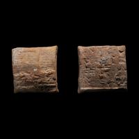 Two Sumerian Clay Cuneiform Pillow Tablets