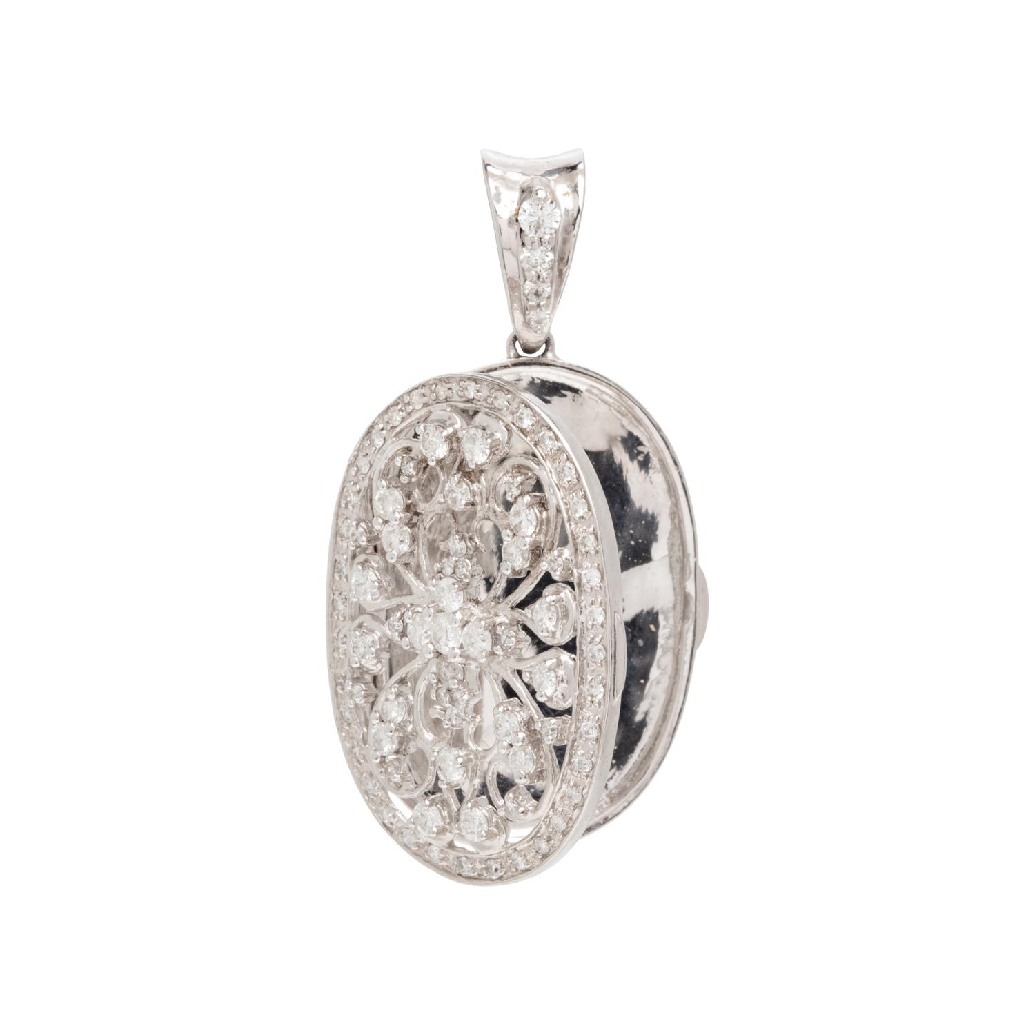 DIAMOND AND WHITE GOLD LOCKET AND EARRINGS