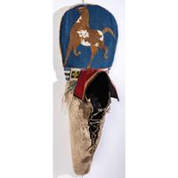 Plateau Child's Beaded Hide Cradleboard, with Pinto Horse