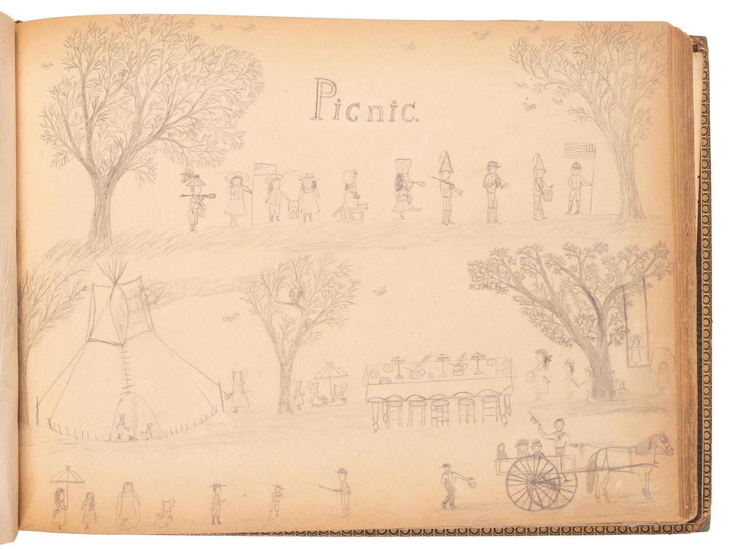 "Drawings Presented to Rev. Pius Boehm by His Little Indian Children." [Crow Creek Reservation, South Dakota.] 4 May 1899.